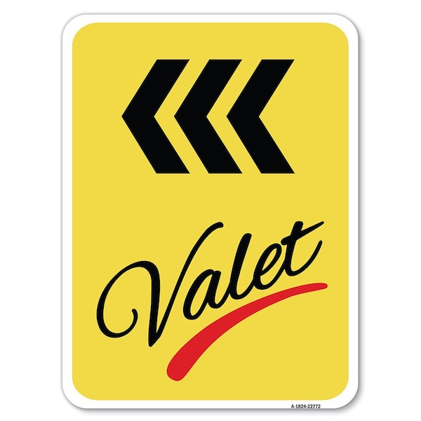 Valet Left Arrow Heavy-Gauge Aluminum Rust Proof Parking Sign, 18" x 24", A-1824-22772